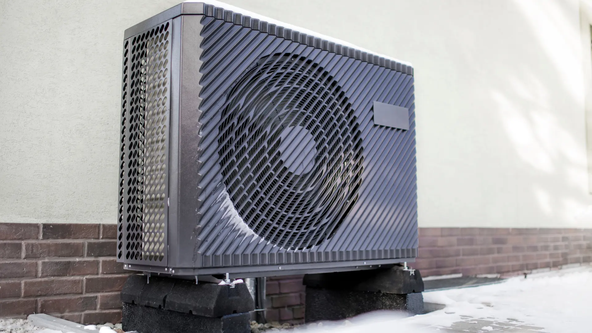 Outdoor air source heat pump unit installed at a Merseyside property