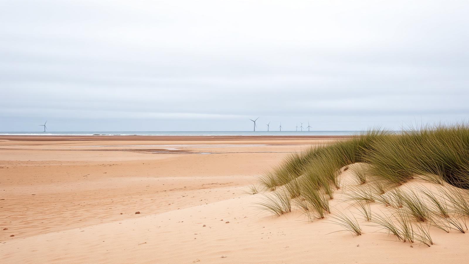 Crosby beach and sand dunes on the Merseyside coast